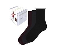 FALKE Happy Giftbox Uni Multipack W So algodón lisos 3 pares, Calcetines Mujer, Multicolor Black Blue Grey 0080, 35-38