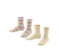 FALKE Happy Stripe Multipack K So algodón estampados 2 pares, Calcetines Unisex niños, Beis Sand Melange 4650, 27-30