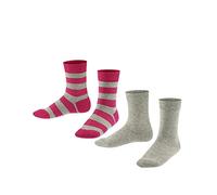 FALKE Happy Stripe Multipack K So algodón estampados 2 pares, Calcetines Unisex niños, Gris Light Grey 3400, 27-30