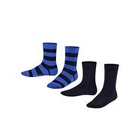 FALKE Happy Stripe Multipack K So algodón estampados 2 pares, Calcetines Unisex niños, Negro Black 3000, 27-30