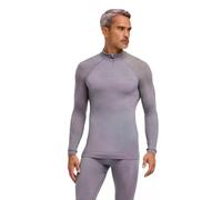 FALKE Hombre Camiseta de Manga Larga Wool-Tech Grey-Heather (3757), S