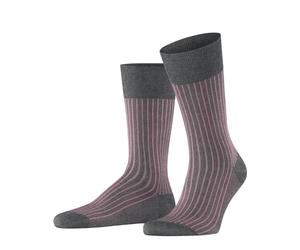 FALKE hombre Oxford Stripe calcetines transpirable algodón fino reforzado extra suave costura plana para dedos de los pies sin presión elegante estampado 1 par