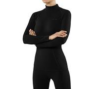 FALKE Maximum Warm High Neck W L/s Sh hilo funcional secado rápido 1 pieza, Capa de base superior Mujer, Negro Black 3000, S