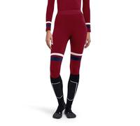 FALKE Maximum Warm Long W Ti Hilo Funcional Secado rápido 1 Pieza, Capa de Base Inferior Mujer, Rojo Merlot 8117 Stripe, XS