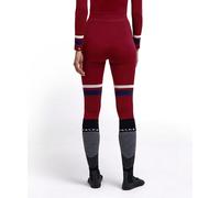 FALKE Maximum Warm Long W Ti Hilo Funcional Secado rápido 1 Pieza, Capa de Base Inferior Mujer, Rojo Merlot 8117 Stripe, XL