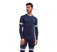 FALKE Maximum Warm Round Neck M L/s SH Hilo Funcional Secado rápido 1 Pieza, Capa de Base Superior Hombre, Azul Space Blue 6116 Trend, M
