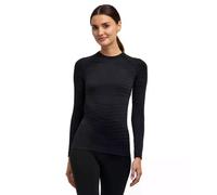 FALKE Maximum Warm Round Neck W L/s SH Hilo Funcional Secado rápido 1 Pieza, Capa de Base Superior Mujer, Negro Black 3000 Trend, S
