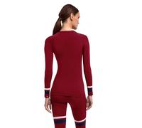 FALKE Maximum Warm Round Neck W L/s SH Hilo Funcional Secado rápido 1 Pieza, Capa de Base Superior Mujer, Rojo Merlot 8117 Stripe, XL