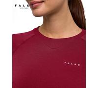 FALKE Maximum Warm Round Neck W L/s SH Hilo Funcional Secado rápido 1 Pieza, Capa de Base Superior Mujer, Rojo Merlot 8117 Stripe, L