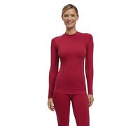 FALKE Maximum Warm Round Neck W L/s SH Hilo Funcional Secado rápido 1 Pieza, Capa de Base Superior Mujer, Rojo Red 8644 Trend, L
