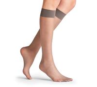 FALKE Medias hasta la rodilla para mujer, lisas, 15 DEN W Kh, transparente, monocolor, 1 par, gris hierro 3274, 35-38