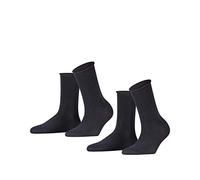 FALKE mujer Happy 2-Pack calcetines transpirable algodón puños enrollados extra suaves reforzados para un suave agarre de la pierna aptos para diabéticos multipack 2 pares