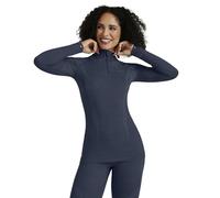 FALKE mujer Wool-Tech High Zip Neck camiseta técnica deportiva manga larga para clima frío a muy frío transpirable regulación del clima antiolores sostenible lana hilo funcional 1 pieza