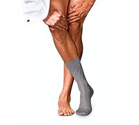 FALKE No. 10 M So algodón fil d'Écosse lisos 1 par, Calcetines Hombre, Gris Light Grey Melange 3390, 43-44
