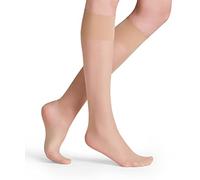 FALKE Seidenglatt 15 DEN W Kh transparente lisos 1 par, Calcetines largos Mujer, Color piel Crystal 4409, 39-42