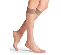 FALKE Medias hasta la rodilla para mujer, lisas, 15 DEN W, Kh, transparente, monocolor, 1 par, marrón Mushroom 5267, 35-38