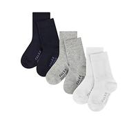 FALKE Sensitive Multipack B So algodón puños sin presión 3 pares, Calcetines Unisex bebé, Multicolor White Grey Navy Blue 0010, 62-68