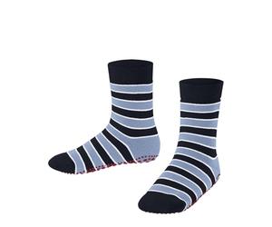 FALKE Simple Stripes K Hp algodón puños en la suela 1 par, Calcetines para casa Unisex niños, Azul Space Blue 6116, 23/26 EU