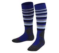 FALKE SK2 Intermediate Stripes K Kh lana hilo funcional gruesos cálidos 1 par, Calcetines de esquí Unisex niños, Azul Yve 6714, 35-38