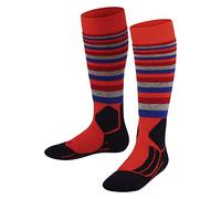 FALKE SK2 Intermediate Stripes K Kh lana hilo funcional gruesos cálidos 1 par, Calcetines de esquí Unisex niños, Naranja Samba Orange 8182, 27-30