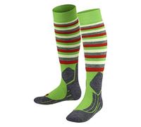 FALKE SK2 Intermediate Stripes K Kh lana hilo funcional gruesos cálidos 1 par, Calcetines de esquí Unisex niños, Verde Vivid Green 7231, 27-30
