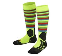 FALKE SK2 Intermediate Stripes K Kh lana hilo funcional gruesos cálidos 1 par, Calcetines de esquí Unisex niños, Amarillo Lightning 1690, 35-38
