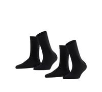 FALKE Softmerino Multipack W So lana algodón lisos 2 pares, Calcetines Mujer, Negro Black 3009, 35-36