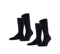 FALKE Swing Multipack M So algodón lisos 2 pares, Calcetines Hombre, Azul Dark Navy 6370, 43-46