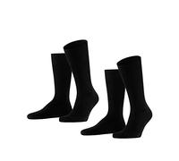 FALKE Swing Multipack M So algodón lisos 2 pares, Calcetines Hombre, Negro Black 3000, 39-42