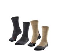 FALKE TK2 Explore Multipack M So lana hilo funcional antiampollas gruesos 2 pares, Calcetines para senderismo Hombre, Multicolor Beige Dark Grey 0020, 44-45