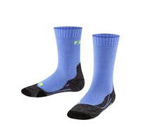 FALKE TK2 K So lana hilo funcional antiampollas gruesos 1 par, Calcetines para senderismo Unisex niños, Azul Blue Note 6545, 31-34