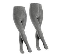 FALKE unisex niños Family 2-Pack pantimedias transpirable algodón opaco cintura confort ajuste perfecto costura plana resistente para dedos sin presión multipack 2 piezas