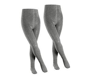 FALKE unisex niños Family 2-Pack pantimedias transpirable algodón opaco cintura confort ajuste perfecto costura plana resistente para dedos sin presión multipack 2 piezas