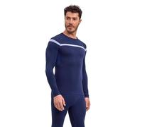 FALKE Warm Round Neck M L/s Sh hilo funcional secado rápido 1 pieza, Capa de base superior Hombre, Azul Space Blue 6116 Trend, XXL