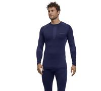 FALKE Warm Round Neck M L/s SH Hilo Funcional Secado rápido 1 Pieza, Capa de Base Superior Hombre, Azul Space Blue 6116, M