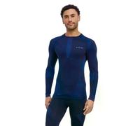 FALKE Warm Round Neck M L/s SH Hilo Funcional Secado rápido 1 Pieza, Capa de Base Superior Hombre, Azul Space Blue 6116, M