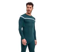FALKE Warm Round Neck M L/s SH Hilo Funcional Secado rápido 1 Pieza, Capa de Base Superior Hombre, Verde Holly 7385 Trend, XL