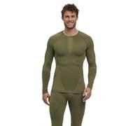 FALKE Warm Round Neck M L/s SH Hilo Funcional Secado rápido 1 Pieza, Capa de Base Superior Hombre, Verde Herb 7754, S