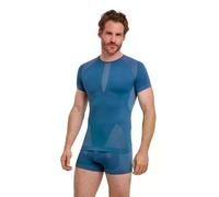 FALKE Warm Round Neck M S/s Ts hilo funcional secado rápido 1 pieza, Capa de base superior Hombre, Azul Blue Steel 6958, XL