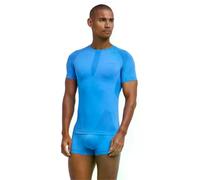 FALKE Warm Round Neck M S/s TS Hilo Funcional Secado rápido 1 Pieza, Capa de Base Superior Hombre, Azul Blue Note 6545, L