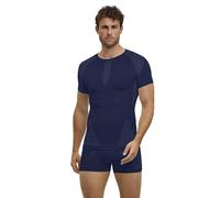 FALKE Warm Round Neck M S/s TS Hilo Funcional Secado rápido 1 Pieza, Capa de Base Superior Hombre, Azul Space Blue 6116, L