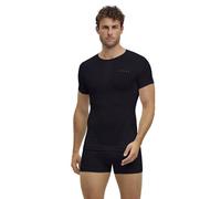 FALKE Warm Round Neck M S/s TS Hilo Funcional Secado rápido 1 Pieza, Capa de Base Superior Hombre, Negro Black 3000, M