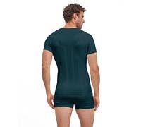 FALKE Warm Round Neck M S/s TS Hilo Funcional Secado rápido 1 Pieza, Capa de Base Superior Hombre, Verde Holly 7385, L