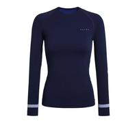 FALKE Warm Round Neck W L/s SH Hilo Funcional Secado rápido 1 Pieza, Capa de Base Superior Mujer, Azul Space Blue 6116 Trend, S