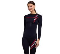 FALKE Warm Round Neck W L/s Sh hilo funcional secado rápido 1 pieza, Capa de base superior Mujer, Negro Black 3000 Iconic, L