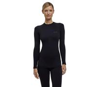 FALKE Warm Round Neck W L/s SH Hilo Funcional Secado rápido 1 Pieza, Capa de Base Superior Mujer, Negro Black 3000, M
