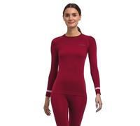 FALKE Warm Round Neck W L/s SH Hilo Funcional Secado rápido 1 Pieza, Capa de Base Superior Mujer, Rojo Merlot 8117 Trend, M