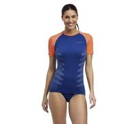 FALKE Warm Round Neck W S/s TS Hilo Funcional Secado rápido 1 Pieza, Capa de Base Superior Mujer, Azul Blue Pond 6598 Trend, XL