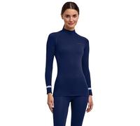 FALKE Warm Turtleneck W L/s SH Hilo Funcional Secado rápido 1 Pieza, Capa de Base Superior Mujer, Azul Space Blue 6116 Trend, M