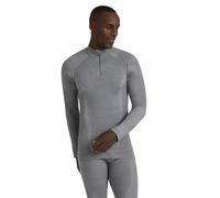 FALKE Wool-Tech High Zip Neck M L/s Sh lana hilo funcional secado rápido 1 pieza, Capa de base superior Hombre, Gris Grey-Heather 3757, S